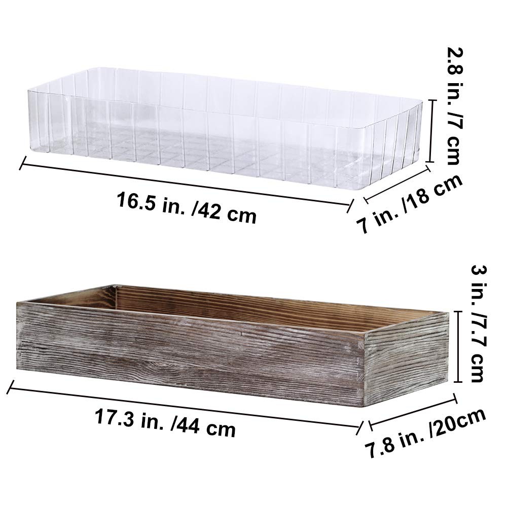 1 Pcs Wood Planter Box Rectangle Whitewashed Wooden Rectangular Planter Decorati