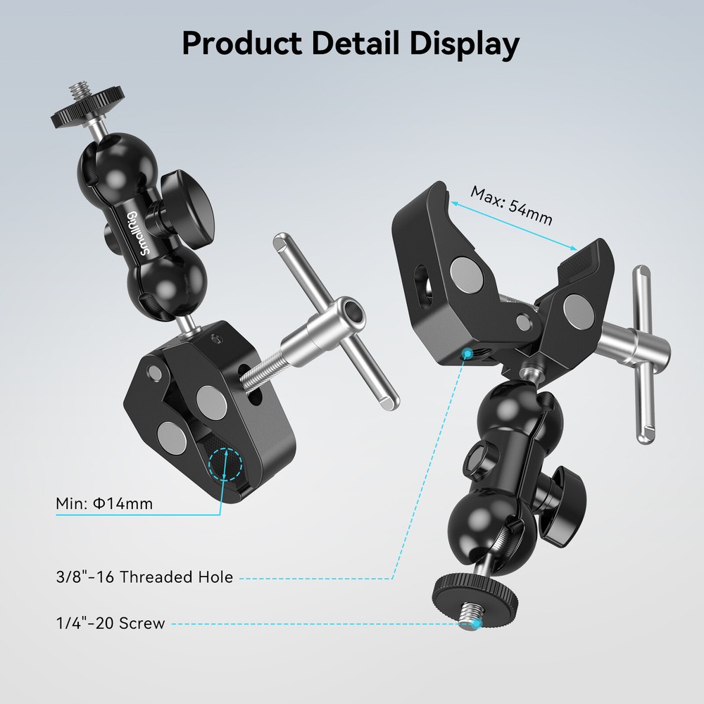 SMALLRIG Cool Ballhead Arm Super Clamp Mount Multi-Function Ball Adapter 1138