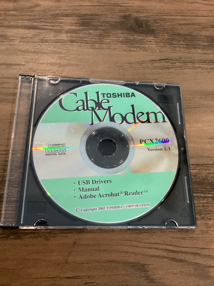 TOSHIBA CABLE MODEM SOFTWARE, PCX2600, VERSION 1.1, INCLUDES USB DRIVERS, MANUAL
