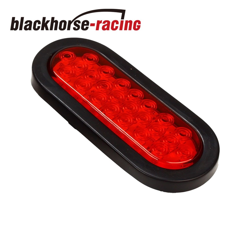 2x 6" 24LED Oval Red Truck Trailer Stop/Turn/Tail Brake Sealed Lights w/Grommet