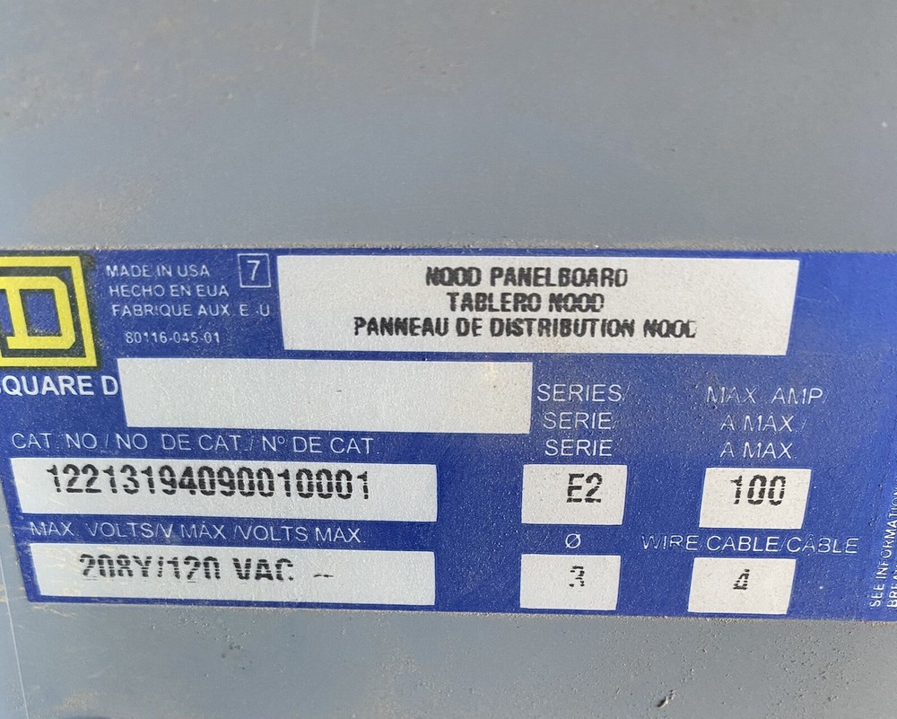 Square D Panelboard 100 amp 42 Circuit NQOD 208/120