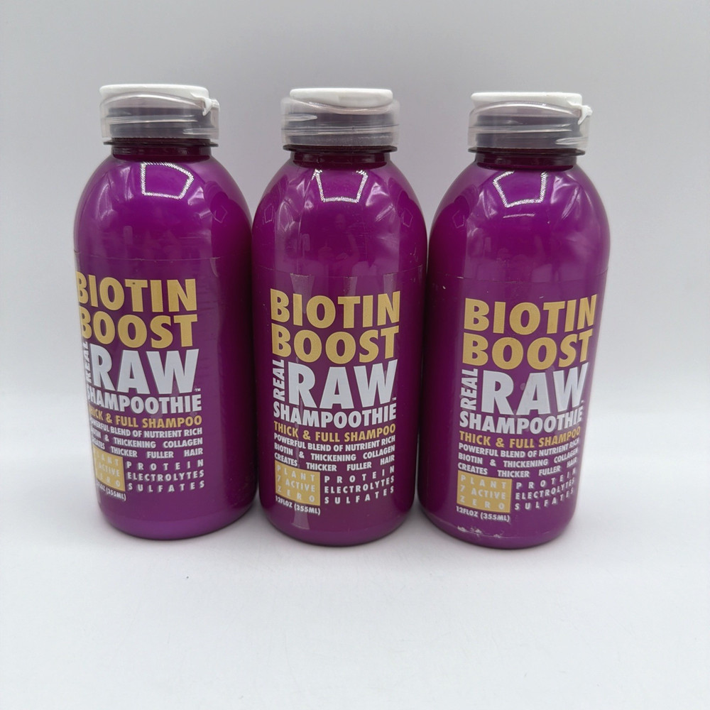 Biotin Boost Real Raw Smoothie Thick & Full Shampoo 12 oz 3 Pack