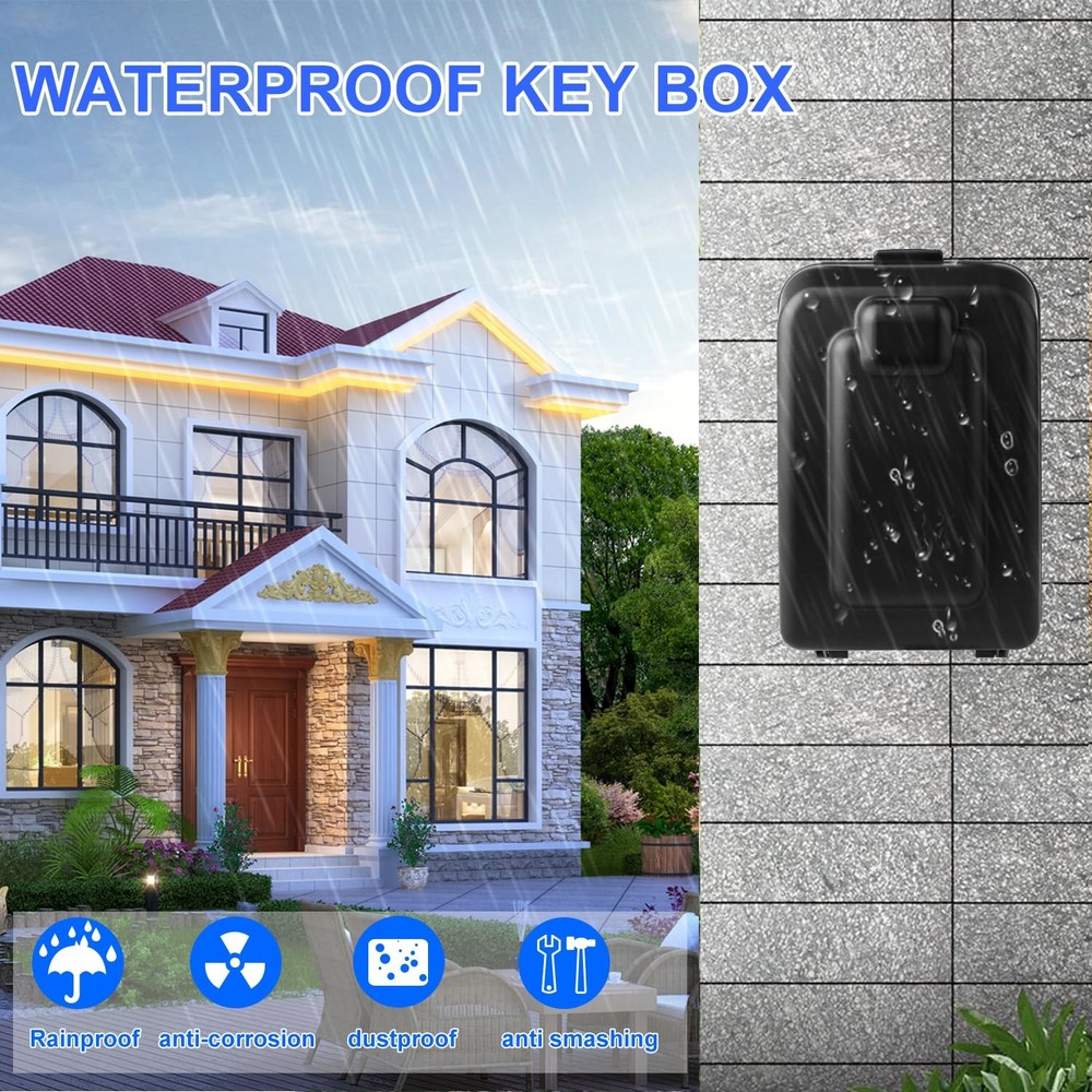 Key Lock Box, 12-Digit Code, Weatherproof Wall Mount, Large Capacity 5-8 Keys...