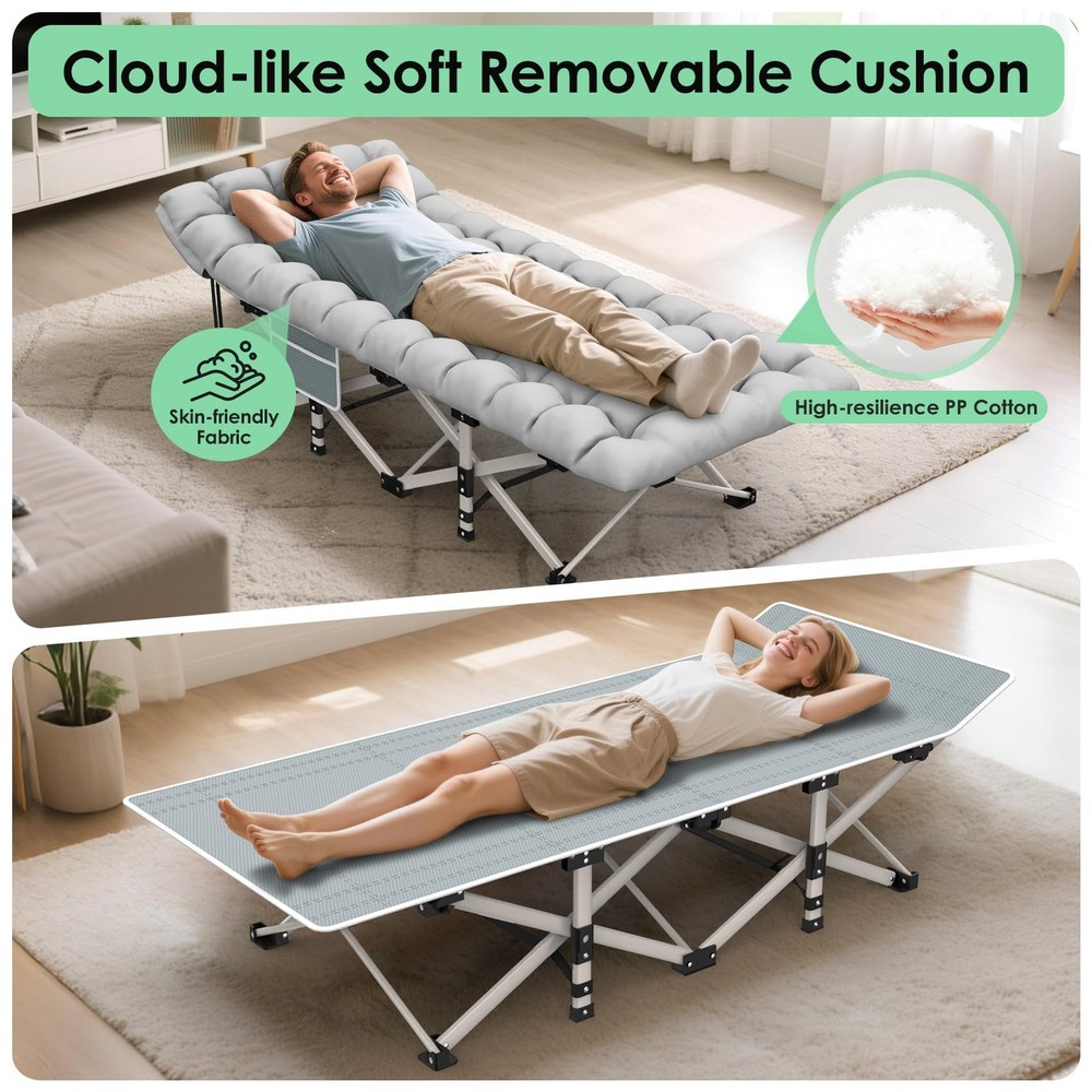 Camping Cot, Folding Camping Cot Bed for Adults Sleeping 1200D Double Layer O...