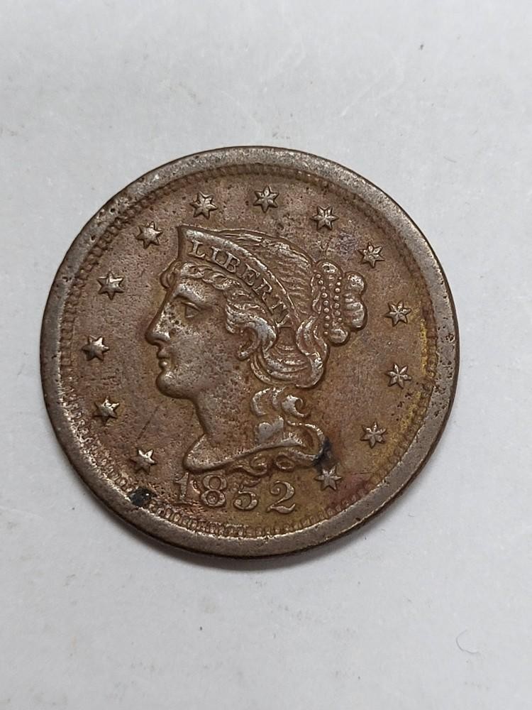 1852 EXCELLENT Details US Large Cent