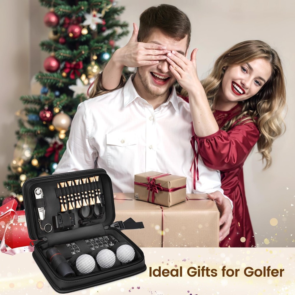 Golf Accessories Kit for Men, Golf Stuff Set with Leather Case, Golf Balls, G...