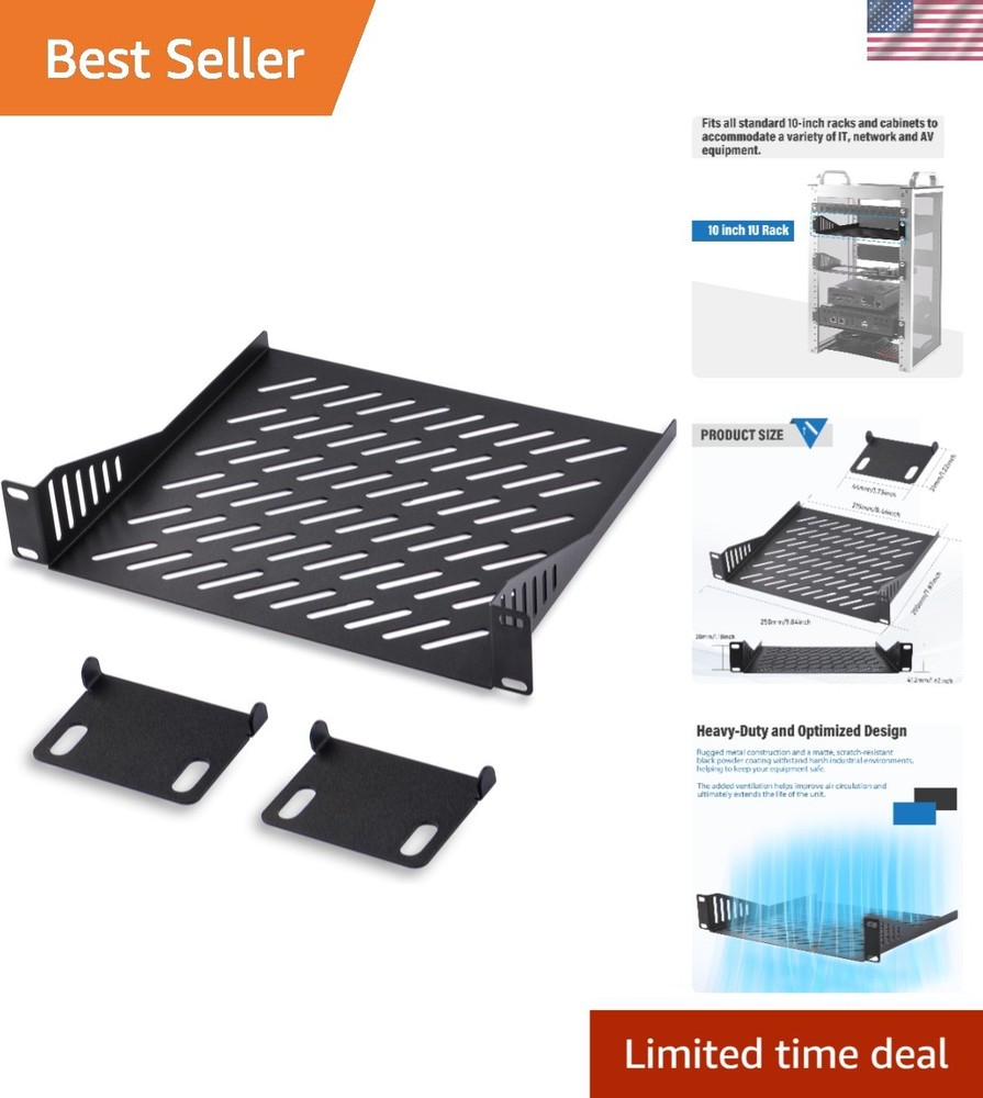 Dual 1U Vented Cantilever Tray for 10" Server Racks - Efficient Airflow Solution