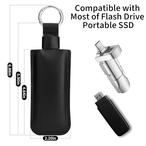 Microfiber Leather Solid State Flash Drive Case, Large USB Flash Drive Holder