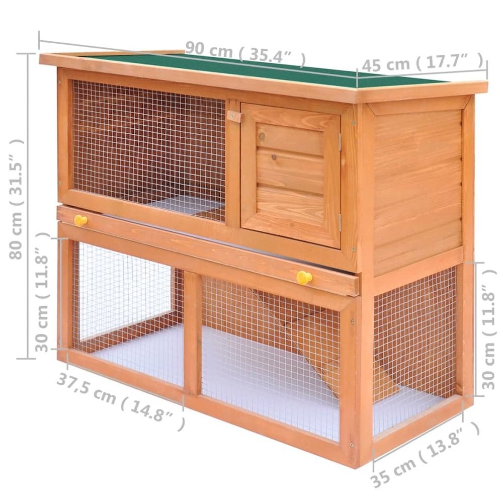 Rabbit Hutch Wooden Solid pine wood Large Height-Adjustable