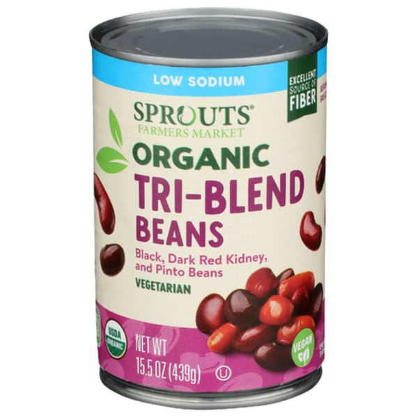 2 Pack - Sprouts Organic Low Sodium Tri-Blend Beans 15.5 oz