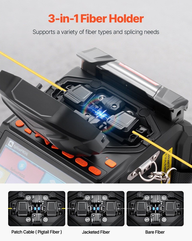 Fiber Splicer with Dual Axis Core Alignment 6 Motor 5 Inch LCD System