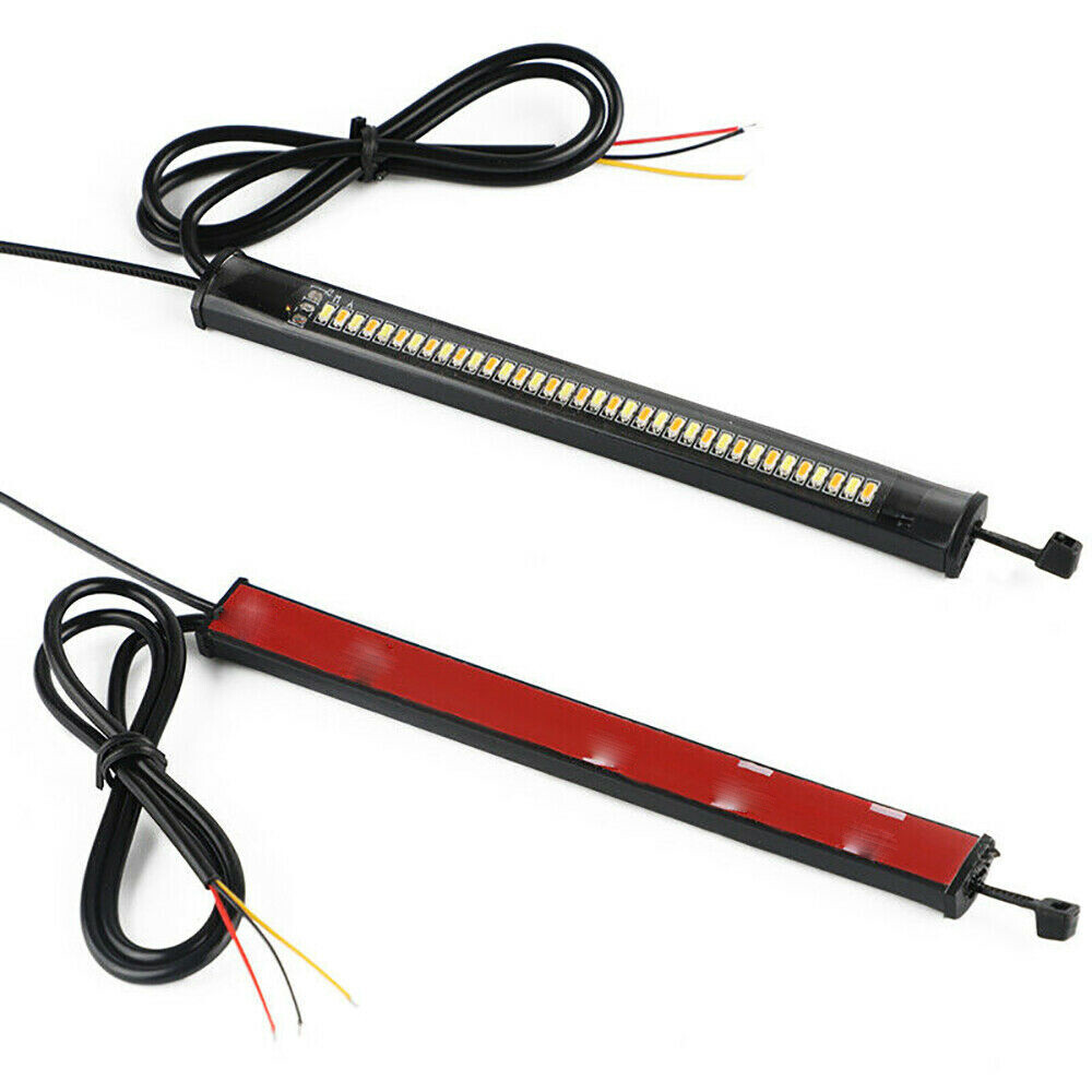 White/Amber Switchback LED Fork Turn Signal DRL Light Strips For Motorcycle 2pc