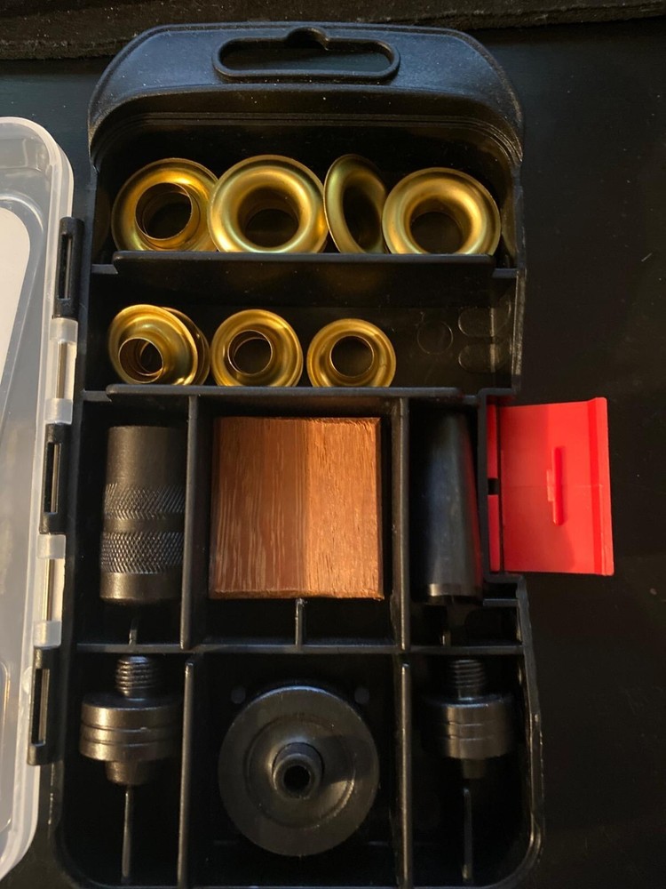 Grommet Kit 3/8" and 1/2" Solid Brass Grommets with Eyelets Setting Tool Box