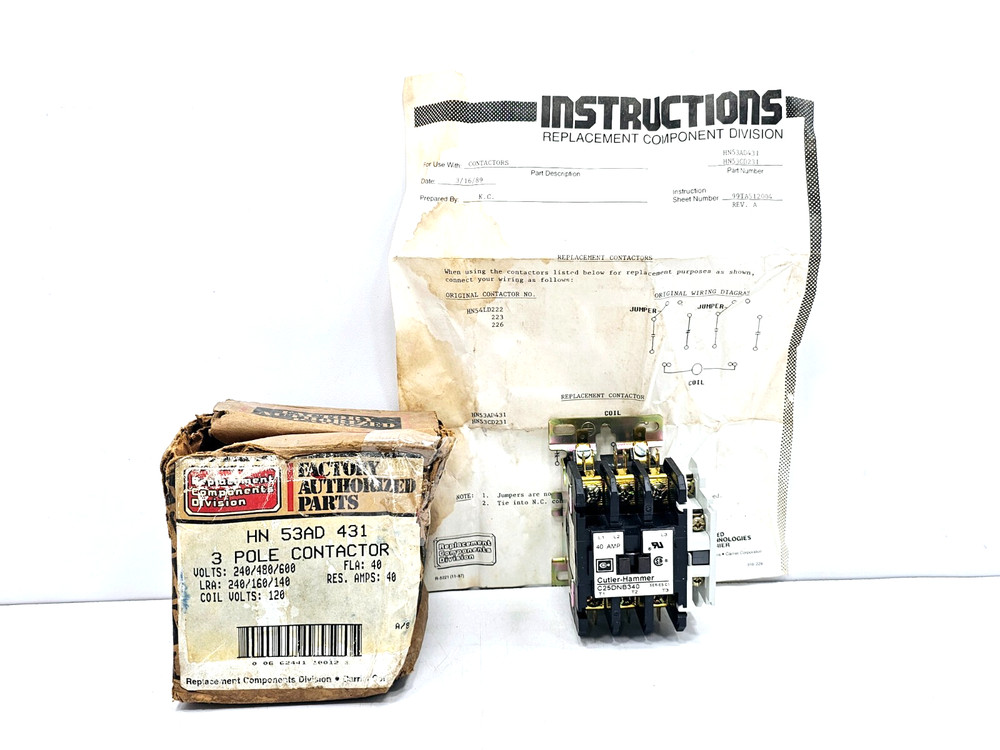 CUTLER HAMMER HN53AD431 CONTACTOR
