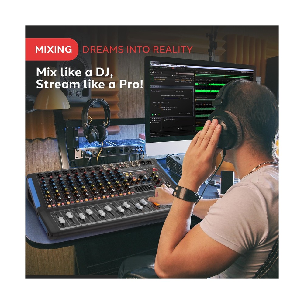 PYLE 12-Channel Bluetooth Studio Audio Mixer - DJ Sound Controller Interface ...