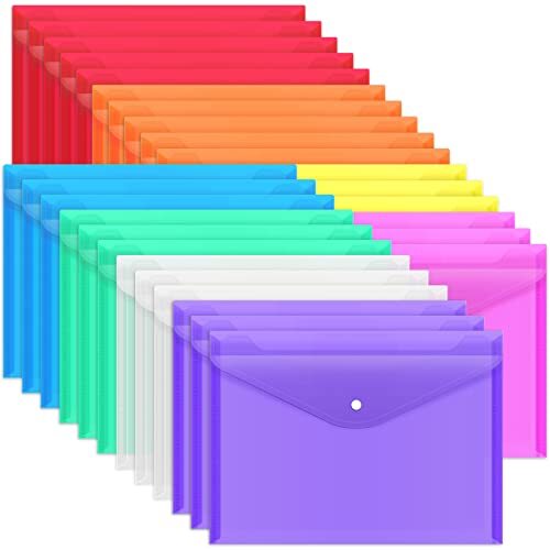 EOOUT 28pcs Plastic Envelopes, Plastic Folders for  Assorted Number of Itemss