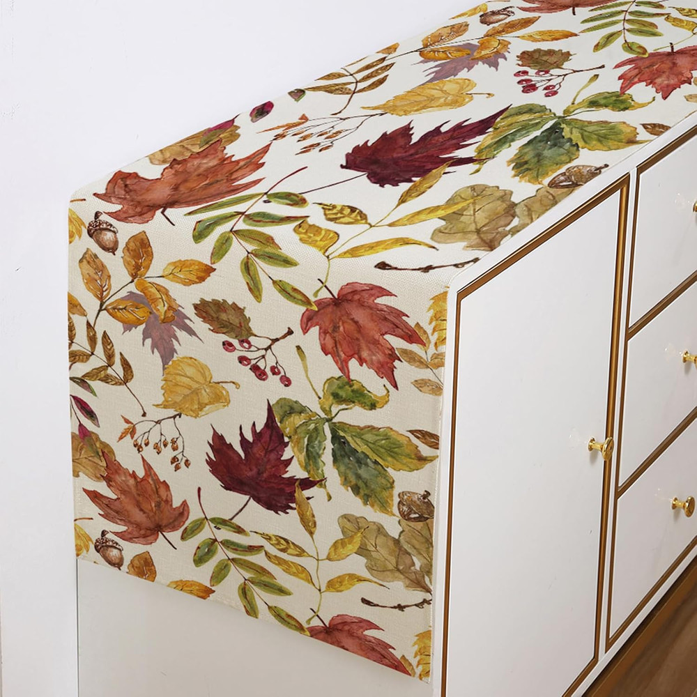 Fall Decorations for Home,Fall Maple Leaves Table Runner, Thanksgiving Watercolo