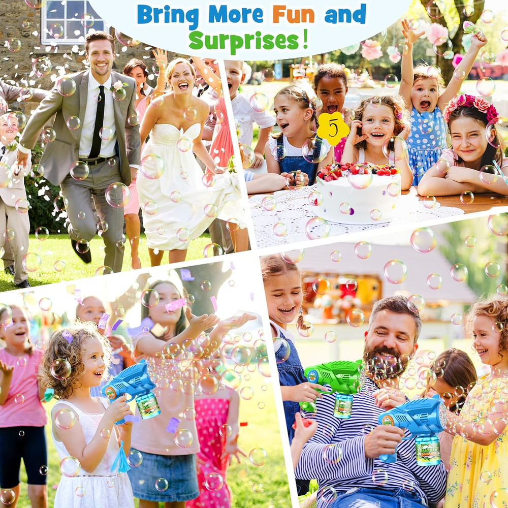 Bubble Gun Machine for Kids 4-8: 2-Pack Automatic Bubble Guns with 2 Bottles Ref