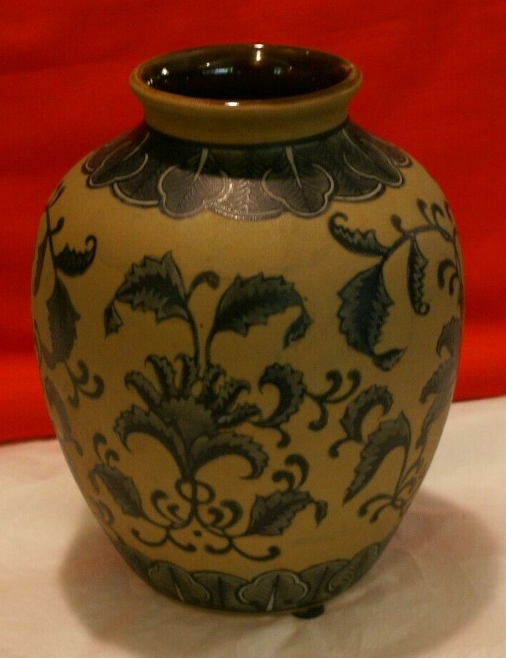 Handcrafted Pottery STONEWARE Vase 8"H GLAZED INSIDE ROUGH TEXTURE OUTSIDE