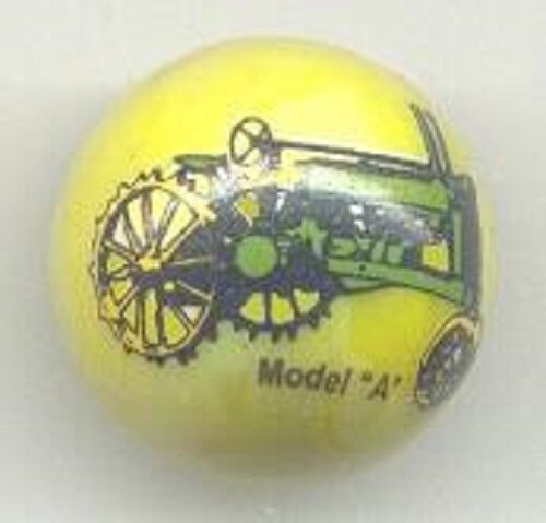 JohnDeere Model A 1" Yellow Glass Logo Marble