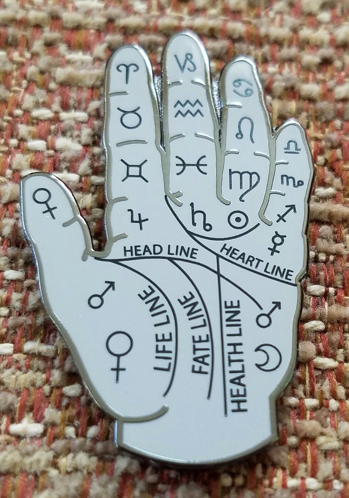 PALM READER MYSTIC HAND GRAY Lapel Pin