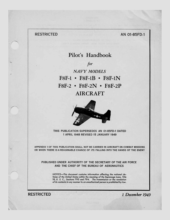 GRUMMAN F8F-2 BEARCAT Pilot's Flight Operating Manual