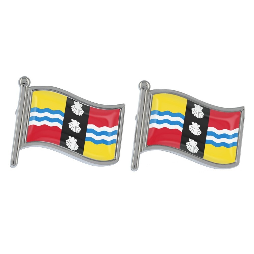 Bedfordshire Wave Flag Silver Cufflinks in Gift Box