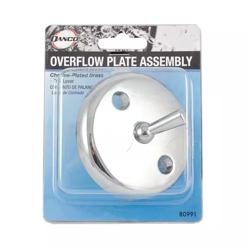 Overflow Plate with Trip Lever in Chrome
