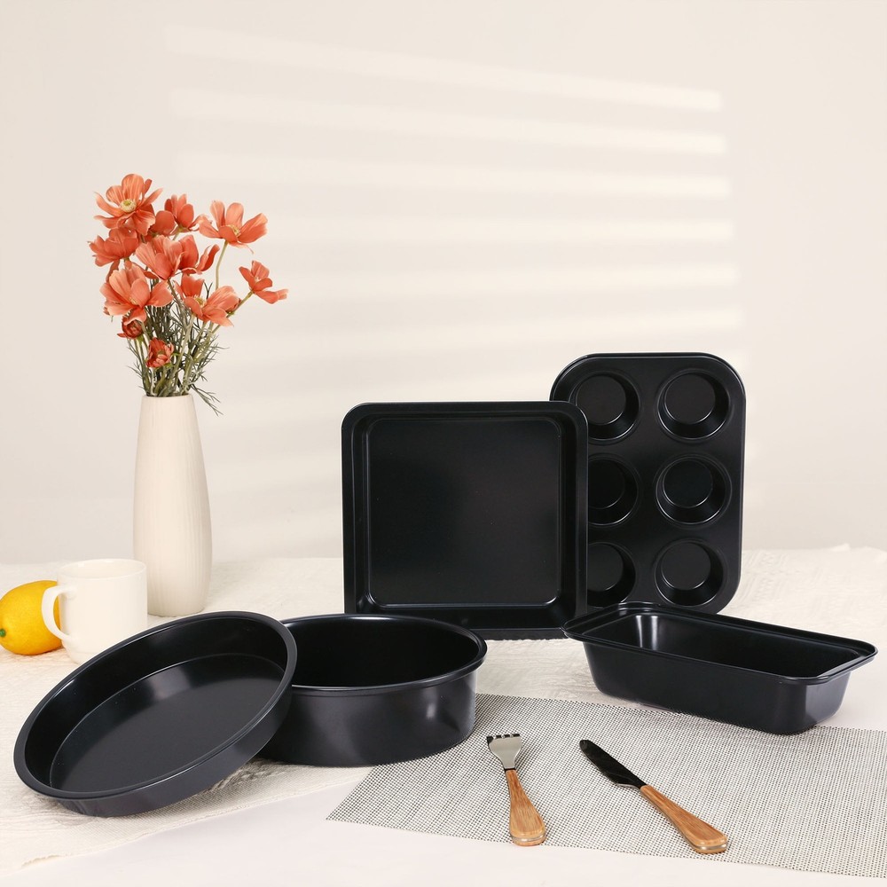 Nonstick Bakeware Set Baking Pans Set Gold 5 Pcs
