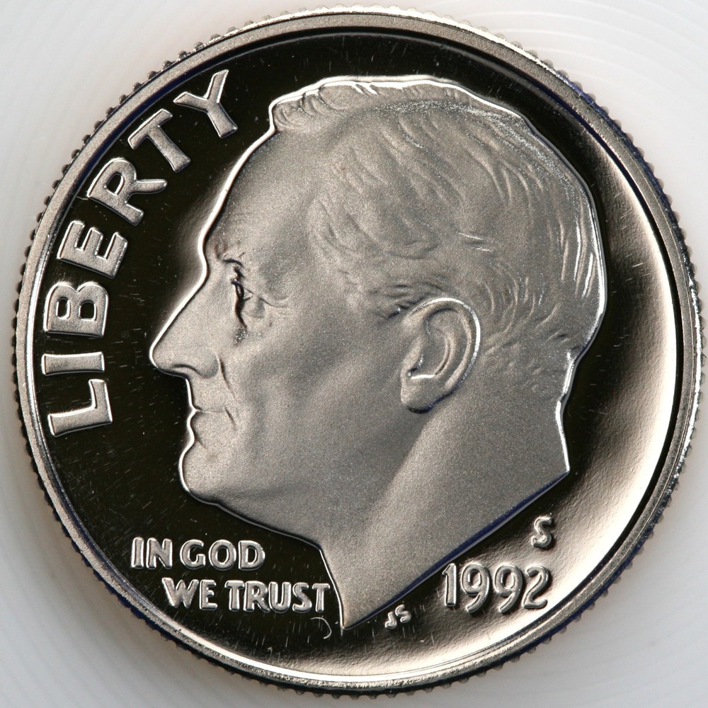 1992 S Gem DCam Proof Roosevelt Dime CN-Clad