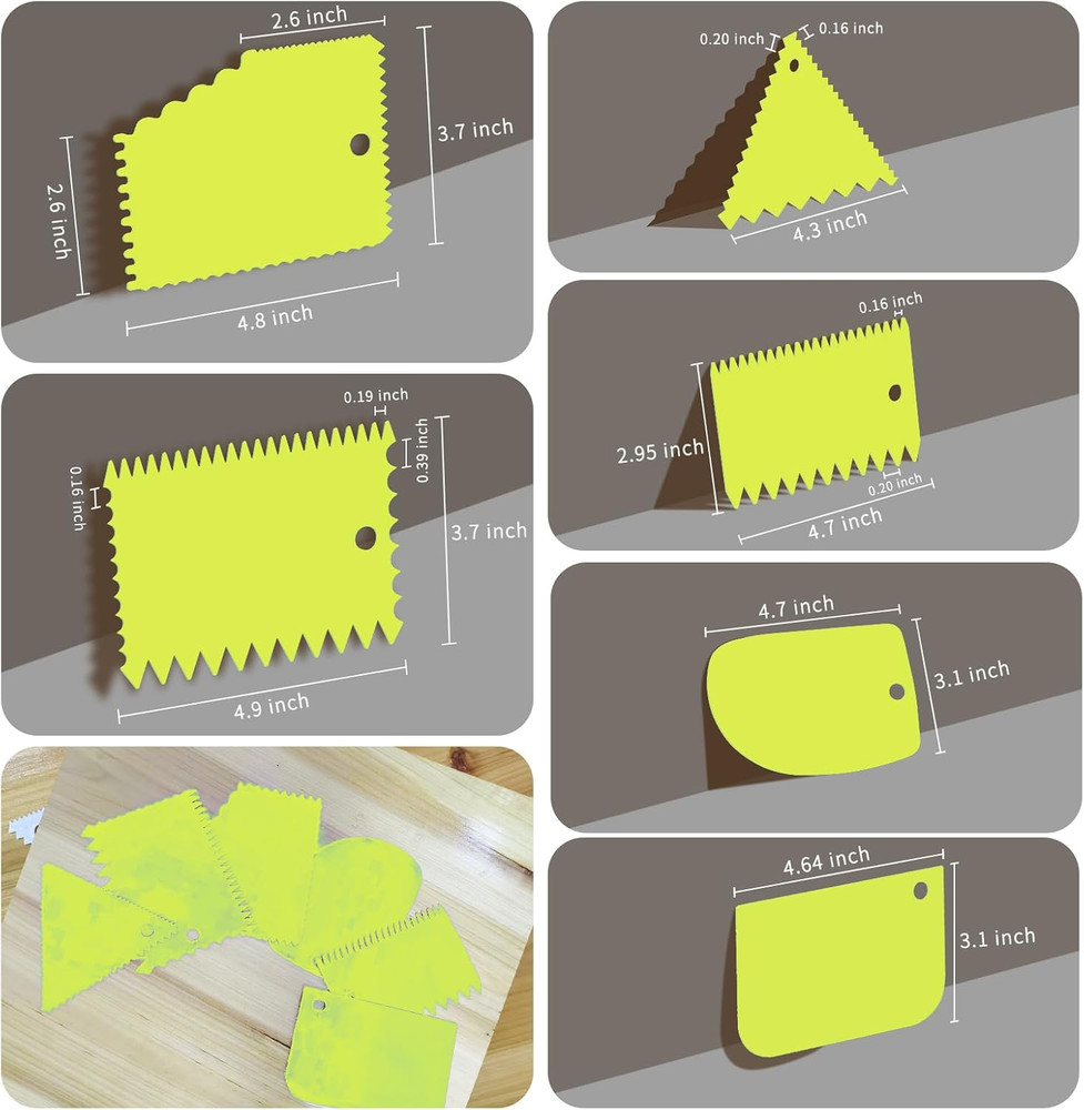 Cake Scraper, Cake Smoother Scraper Set, Dough Scraper Icing Scraper Polisher To