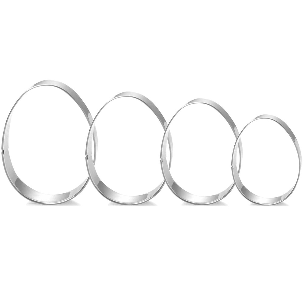 Easter Egg Cookie Cutter Set - 4 Piece - 4", 3 3/8", 2 1/2", 2" - Egg Shaped ...