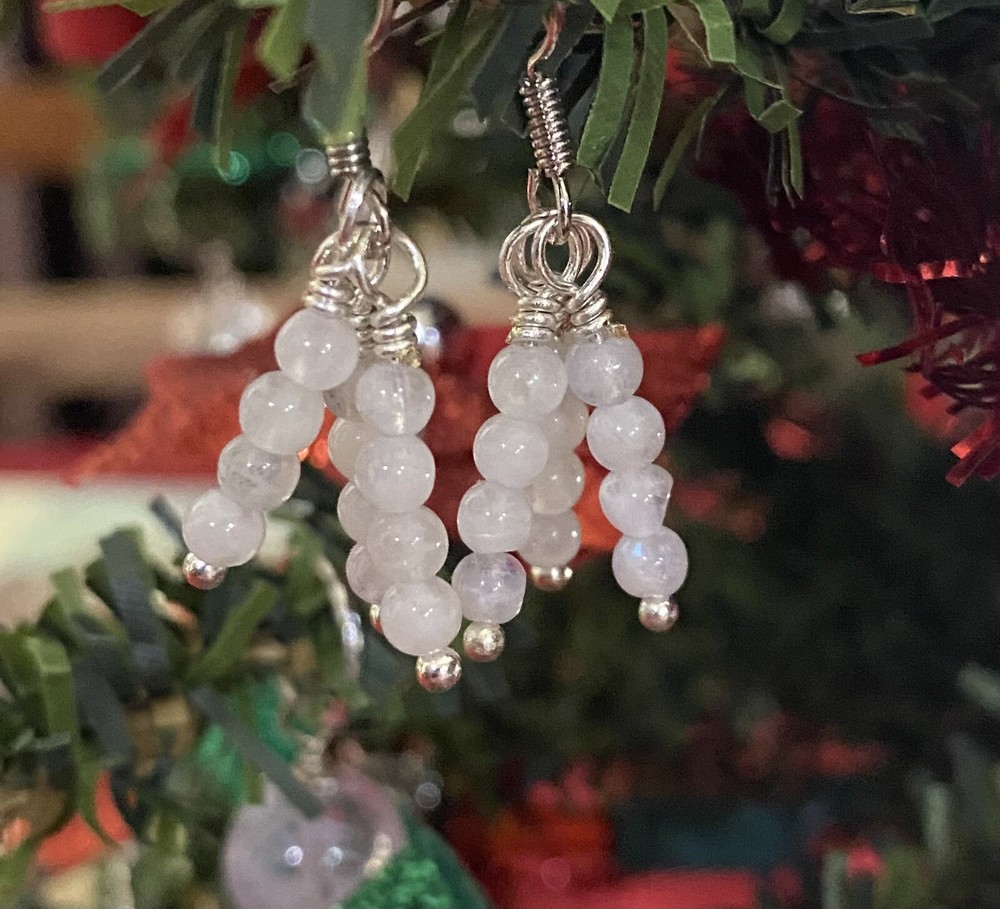 Blue Moonstone Genuine Stone Handmade Earrings