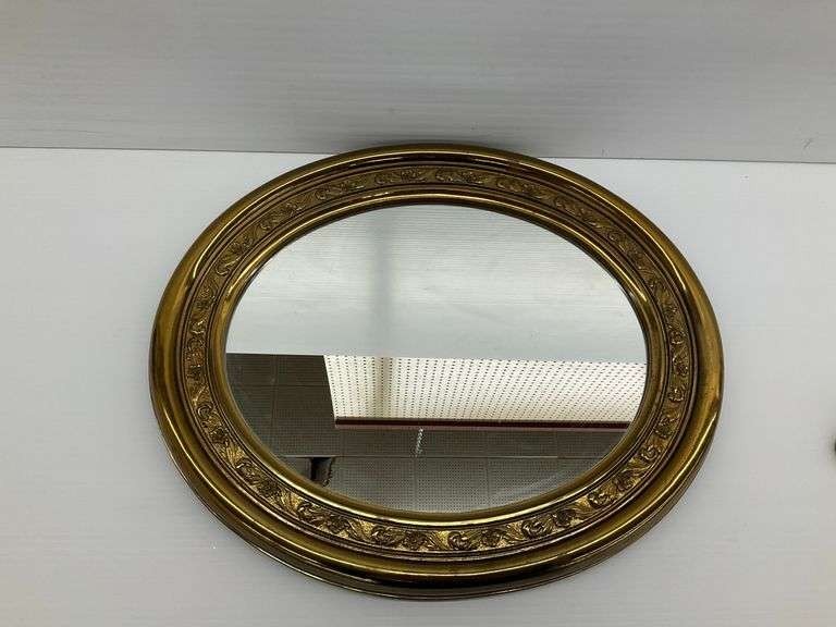 Vintage 15" X 18" Oval Wall Mirror Plastic Frame