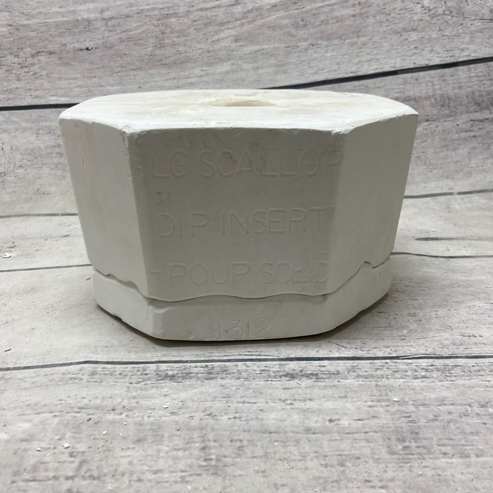 Vintage 1997 Boothe Ceramic Casting Mold LG Scallop Dip Insert Pour Solid #1312
