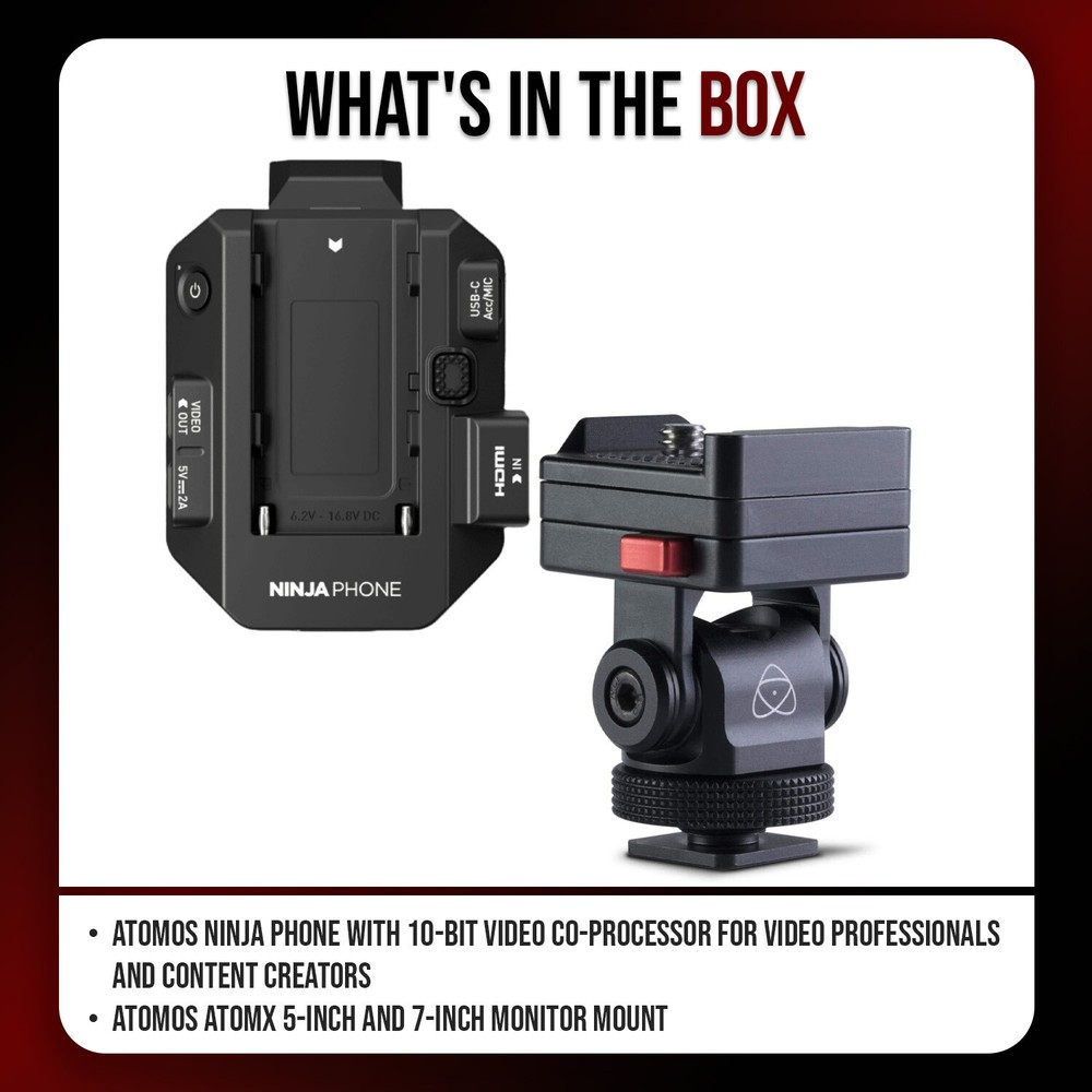 Atomos Ninja 10 Bit Video Co Processor Phone with AtomX Monitor Mount Bundle