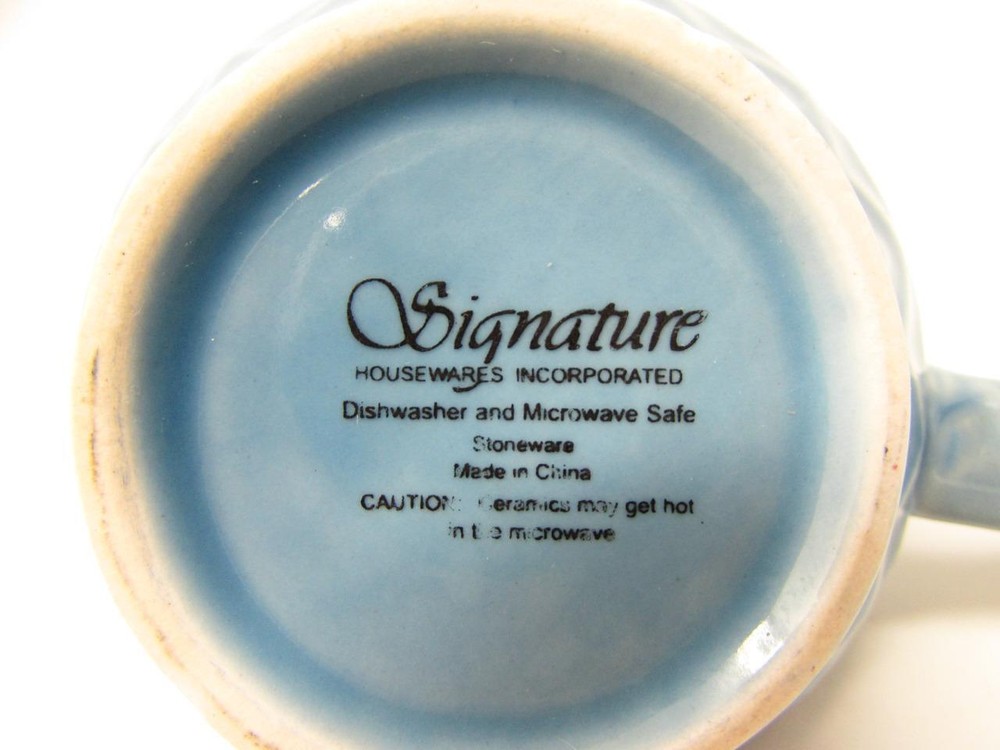 Embossed Words Signature Creamer Blue b57