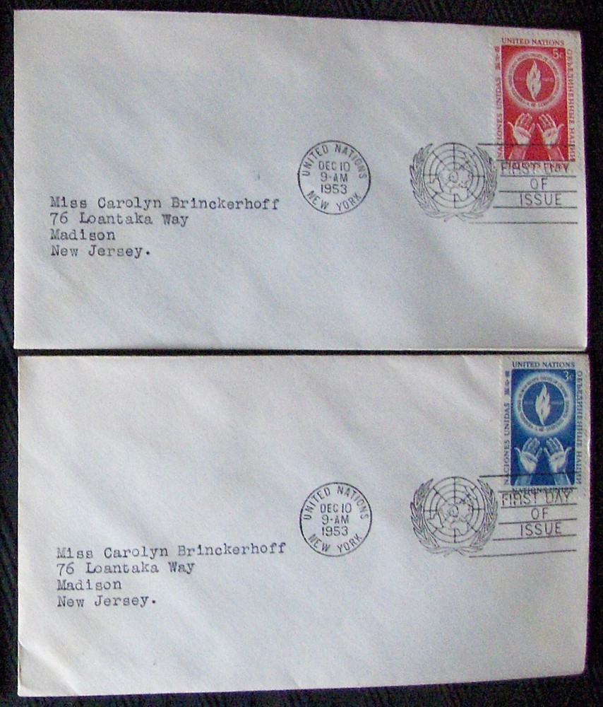 UNITED NATIONS. 2  different FDC Human Rights, 1953.