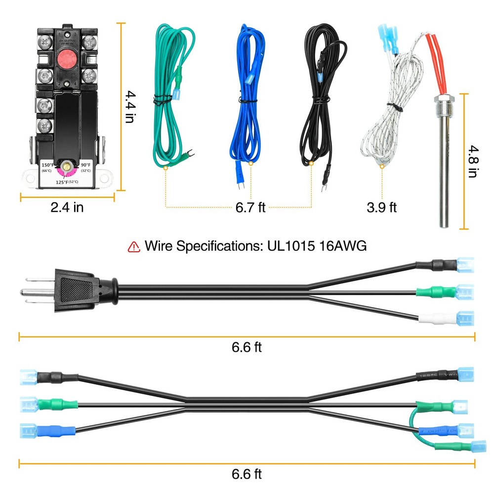 RV Electric Water Hybrid Heater Kits Converts RV LP Gas Water Heater to 120V