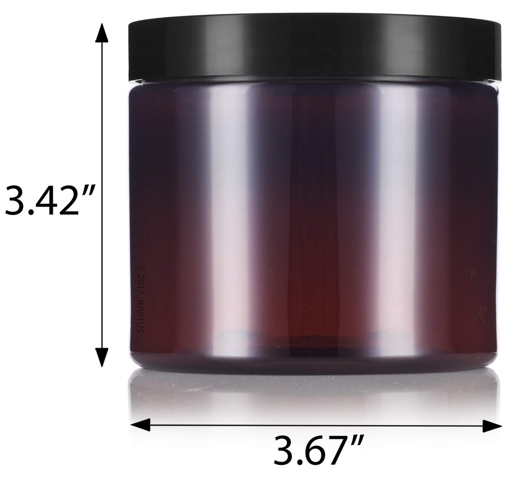 Amber Large 16 oz PET Plastic Refillable Jar - 8 pack