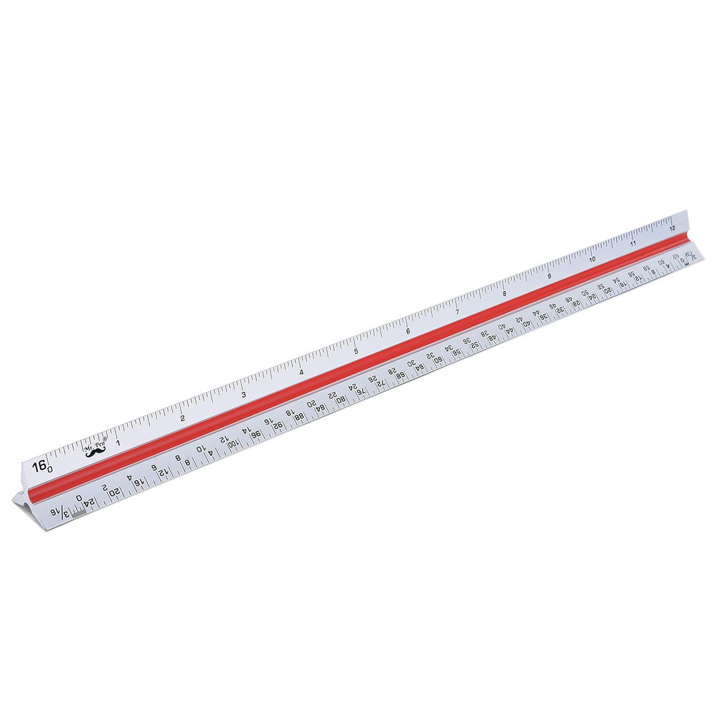 - Metric Engineer Scale Ruler, Ruler, 12" Aluminum Scale Ruler, Triangular Scale