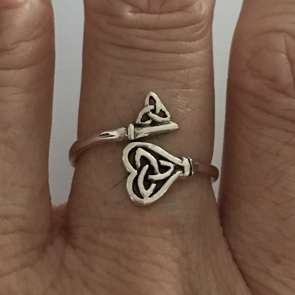 Sterling Silver Double Triquetra Key Ring, Love Ring, Silver Ring, Key Ring
