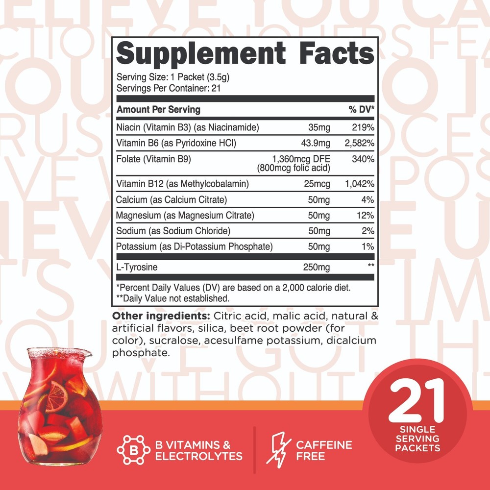 TransformHQ Hydration Electrolyte Drink Mix (Fruit Punch) 21 Packets