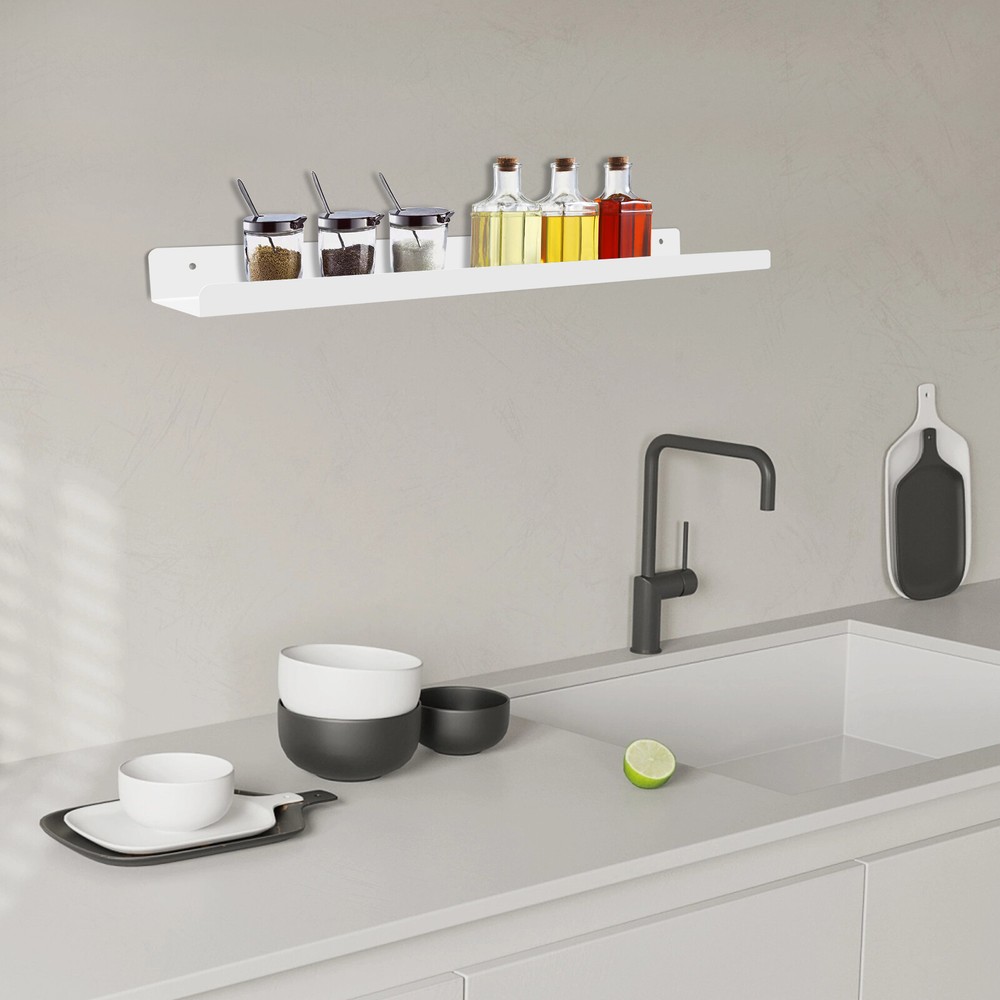 Steel Floating Shelf Wall Mounted Display Shelf 23.6" Kitchen Wall Storage Shelf