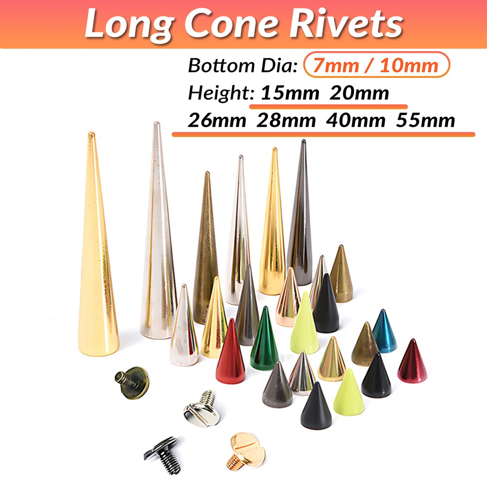 Screwback Studs Spike Cone Spike Long Cone Punk Studs Rivets Jackets Clothing