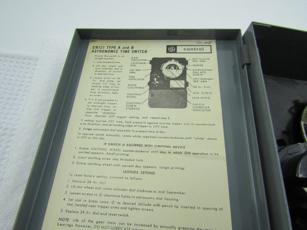GE CR121AA36JH TIME SWITCH REGULAR DUTY SERIES A