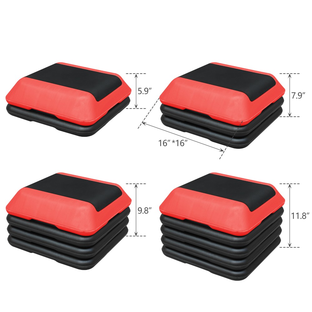Height-Adjustable Step Aerobics Platform with 4 Risers for Home Workout