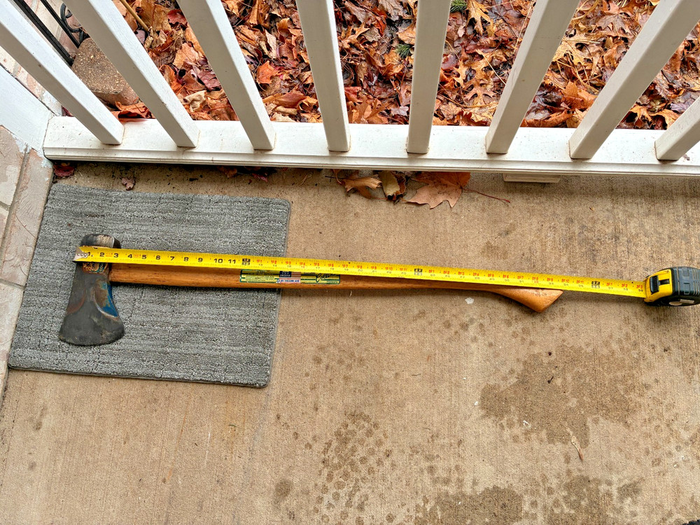 Vintage Collins Commander Single Bit Axe Phantom Bevel 34in Hickory Handle Decal