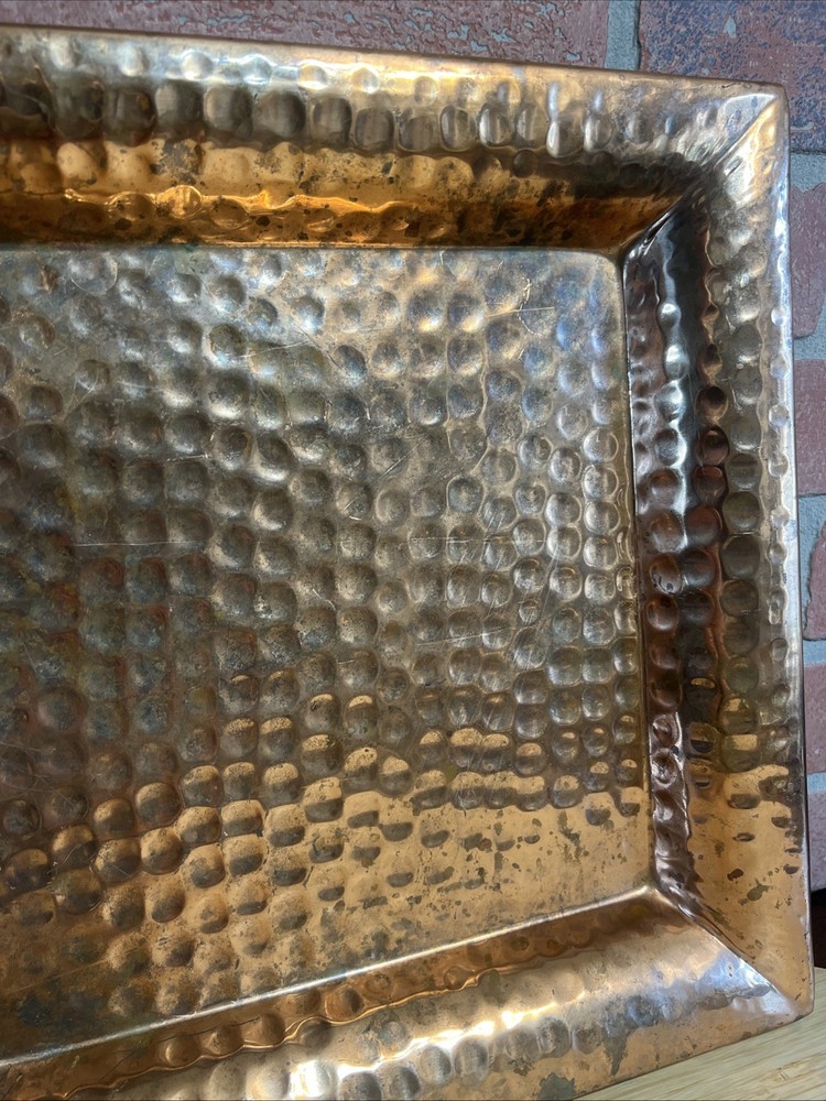 Hammered Square Solid Pure Copper Tray Plate Serveware Tableware, 13.5” Holidays