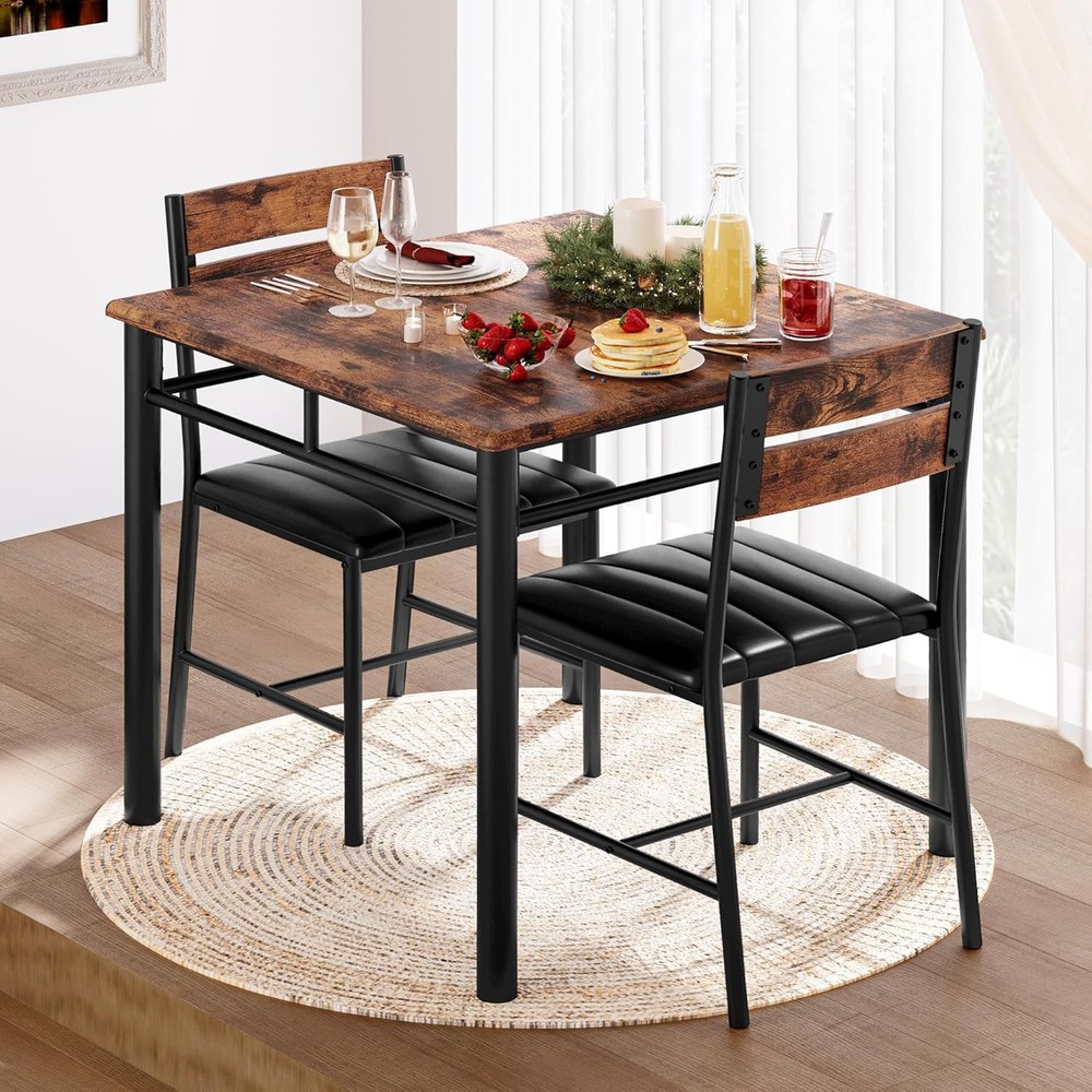 Dining Table Set 2 Small Kitchen Table W/ Upholstered Chairs Dinning Table Set